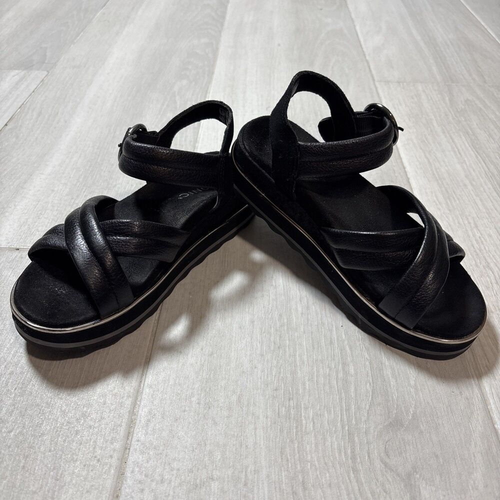Vionic Women’s Black Leather Platform Sandals Size 6 Arch Support